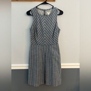 J.Crew Blue Striped Sleeveless Dress Size 4 Cotton Lined with Pockets